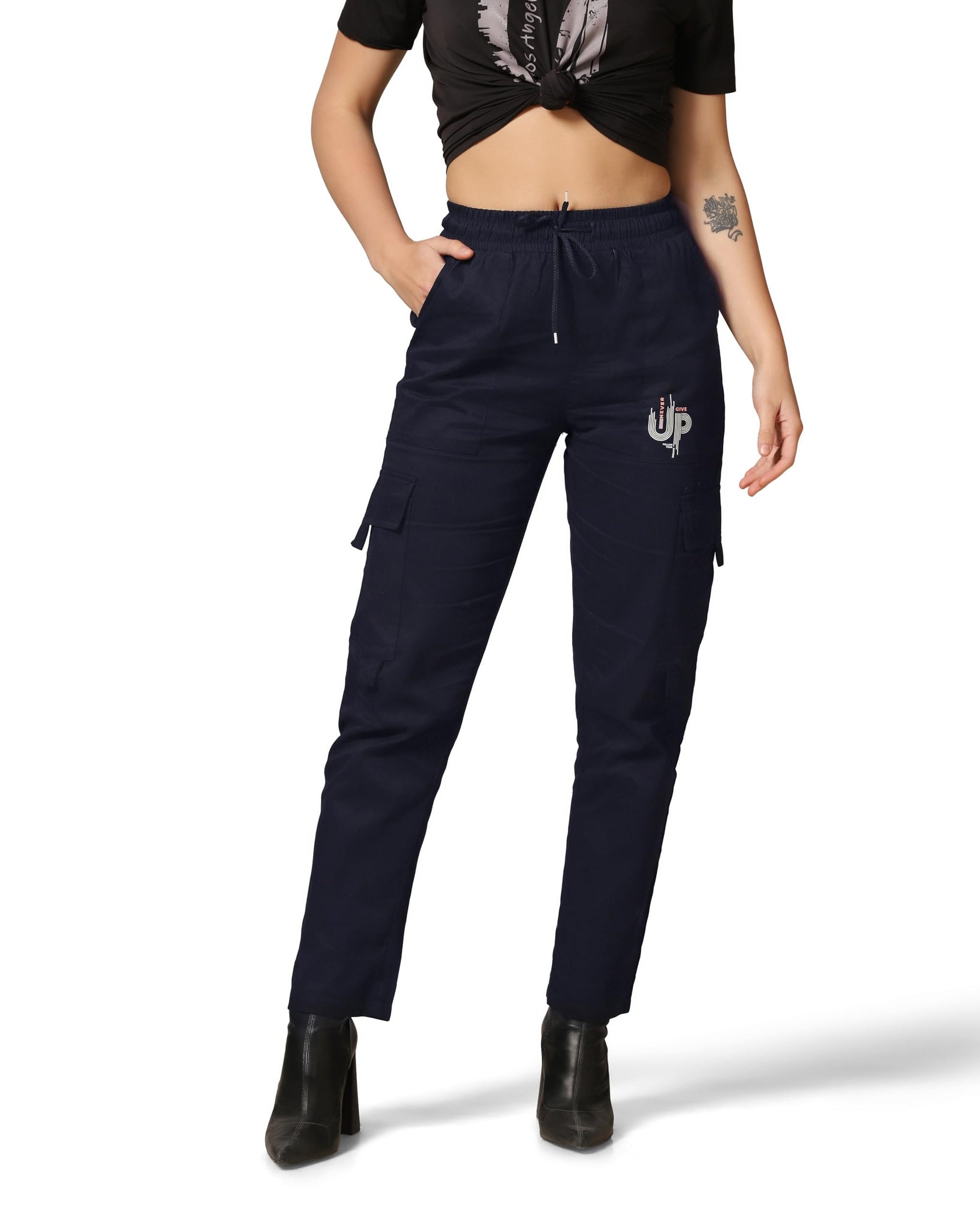 Toplot Cotton Multi-Pocket Cargo Pant For Women (Women-Up-Cargo-5178-Navy-36) Blue,Blue,36,B0CYQ7ML79