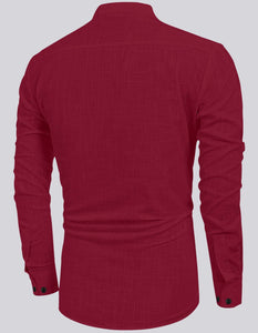 Bellstone Men'S Cotton Blend Solid Regular Shirt (Kurta800_Burgundy_S