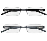 Success Eyewear Reading Glasses Set of 2 Rimless Ultra Lightweight Comfort Glasses for Reading for Men and Women Set of Black an