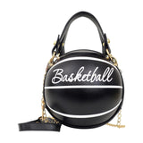 Merishopp Pu Shoulder Bag Purse Basketball Shaped Crossbody Bag For Cosmetics Shopping Black