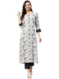 Gosriki Women'S Cotton Blend Straight Printed Kurta With Pant (Lucifer Grey_Xl-Go_Grey_X-Large),Grey,,B0BBVSN8Z1