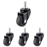 1.5/2 Inch Heavy Duty Caster Wheels,with No Brake Stem Castors,M6/M8/M10 Threaded Stem,TPE Rubber Casters with 360 Degree No Noi