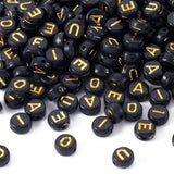 XIENBAOFU 500PCS Acrylic Letter Beads Gold Black AEIOU Round Alphabet Beads for Jewelry Bracelet Necklace Keychain DIY Making 4X