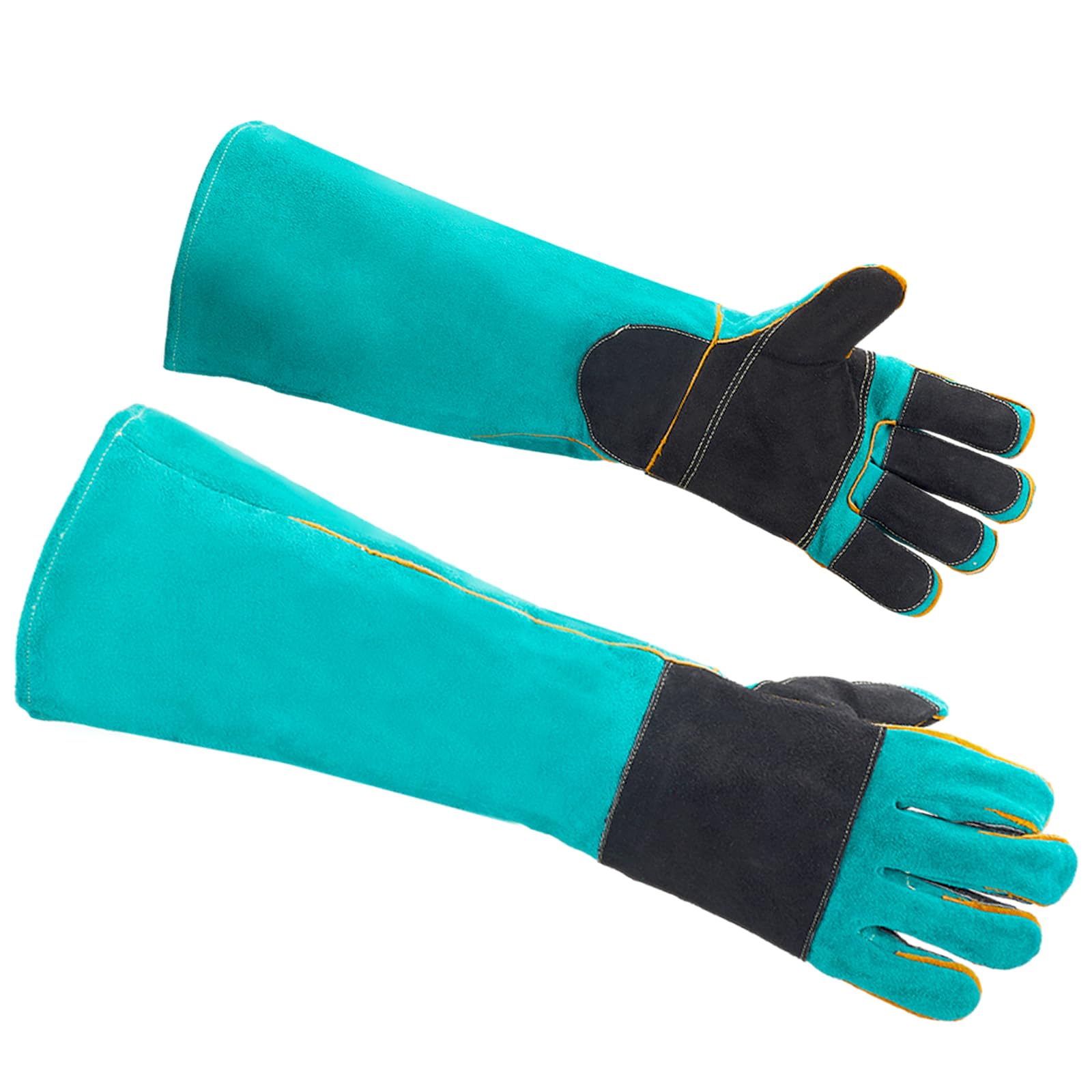 AOWPFVV 23.6 Inches Leather Animal Handling Gloves, Bite Proof Gloves for Dog Cat Bird Falcon Grabbing Reptile Squirrel Snake(La