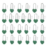 Gradleen 25PCS Green 3.5 Inches Single Heart Lock with Key,50mm Love Padlock Metal Love Lock for Lovelock Bridge,Jewelry Box,Dia