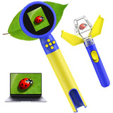Kids Microscope with Bug Catcher Kit, 1080P Digital Mini Handheld Microscope STEM Science Toy with LED Light, Rechargeable, Port