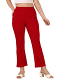 Wedani Women'S Solid Trousers Regular Slim Fit Palazzo Pants (30 Red),Red,30