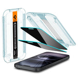 Spigen Tempered Glass Screen Protector [GlasTR EZ FIT - Privacy] Designed for iPhone 16 / iPhone 15 [2Pack]