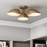Nathan James Argo Semi Mount Flush Ceiling Light, 3-Lights Modern Retro Lighting with Black Rounded Shades for Hallway, Dining R