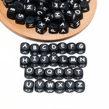 104pcs Silicone Letter Beads for Keychain Making, 12mm A-Z Alphabet Square Silicone Beads, Focal Bead for Pens Bracelets, Large 
