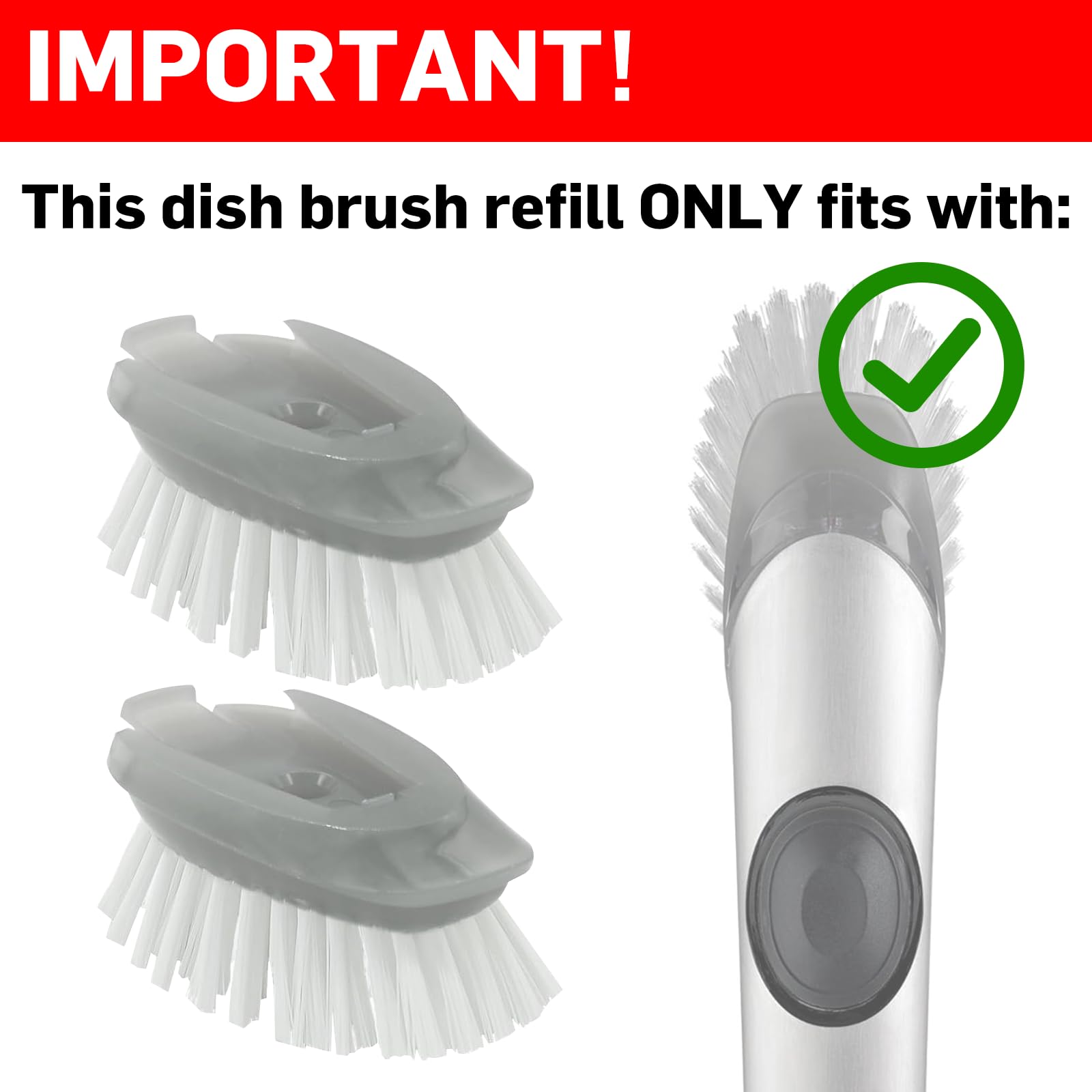 4 Pack Dish Brush Refills, Dish Brush Replacement Head for OXO Steel Soap Dispensing Dish Brush