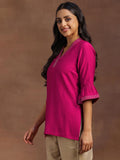 Libas Women'S Silk Blend Solid Straight Kurti (29148 Pink Pink S