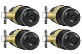 RAZCC Privacy Door Knobs, 4 Pack Matte Black Door Knobs with Lock, Bed and Bath Door Knob Interior Keyless Locksets, Round Door 