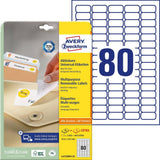 Avery L4732REV-25 Self-Adhesive Removable Mini Labels, 80 Labels Per A4 Sheet, White, 356x169 mm