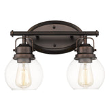 Audickic Farmhouse Vintage Bathroom Vanity Light, 2-Light Wall Mount Lighting Sconce Over Mirror, Oil Rubbed Bronze Finish and C