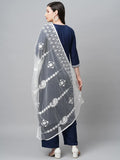 Gosriki Women'S Cotton Blend Straight Embroidered Kurta With Palazzo & Dupatta (Coin Cerosin_S-Gs_Cerosin_Small) Dark Blue,Dark Blue,,B0BDX4CHGT