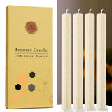 TELOSMA Hand Rolled Beeswax Taper Candles, Off White, 8 Inch, 4 Pack