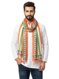 Dupatta Bazaar MenS Polyester Tricolour Woven Dupatta | Ethnic Motif Tasselled Patriotic Stole | Lightweight Ethnic Dupatta For
