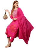 Gosriki Women'S Cotton Blend Printed Straight Kurta With Pant & Dupatta (Dhavishi Rani-Gs_Xxl_Pink_Xx-Large),Pink,2,B0D73WFMFY