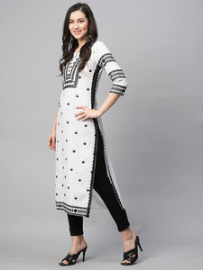 Anni Designer Women'S Cotton Blend Embroidered Straight Kurta (Stho-White-Nw2_5Xl_White_Xxxxx-Large),White,5XL,Cotton Blend,Straight,kurta