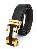 Zacharias MenS Texas Pu Leather Formal Autolock Buckle Belt S65 (Black_Free Size) (Pack Of 1)