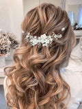 Casdre Flower Bride Wedding Hair Vine Pearl Bridal Headpiece Leaf Hair Accessories Hair Piece for Women and Girls (A Silver)