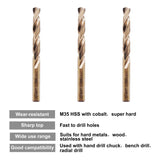 1/2 M35 Cobalt HSS Jobber Length Twist Drill Bit with Straight Shank,Heavy Duty, Pack of 5 PCS, Drilling for Cast Iron, Heat-t