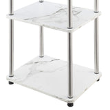 Convenience Concepts Designs2Go No Tools 3-Tier End Table, Faux White Marble/Chrome