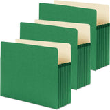 5 1/4 Expansion Colored File Pocket, Straight Tab, Letter, Green [Set of 3]