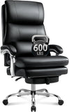 Big and Tall Office Chair With Foot Rest 600lbs, Heavy Duty Executive Office Chair for Heavy People,Comfortable High Back Leathe