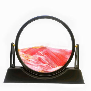 XIYUAN 10inch Moving Sand Art Picture 3D Deep Sea Sandscape in Liquid Moving Round Glass Flowing Sand Frame Large Desktop Sand A