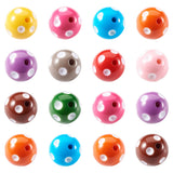 Cheriswelry 100pcs 20mm Opaque Chunky Bubblegum Ball Beads with Polka Dot Pattern Loose Gumball Spacer Beads Mixed for Rainbow B