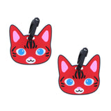 Animal Luggage Tags Cute Suitcase Labels (Set Of 2) (Red Cat)