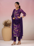 Gosriki Women'S Rayon Blend Printed Straight Kurta With Pant & Dupatta (Geto Blue-Nw-Gs_S_Blue_Small),Violet,,B0CXP5FLJM