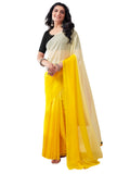 Satrani Womens Georgette Dyed Padding Ready To Wear Saree with Unstitched Blouse Piece (4RS103N_Turmeric & Off White6)