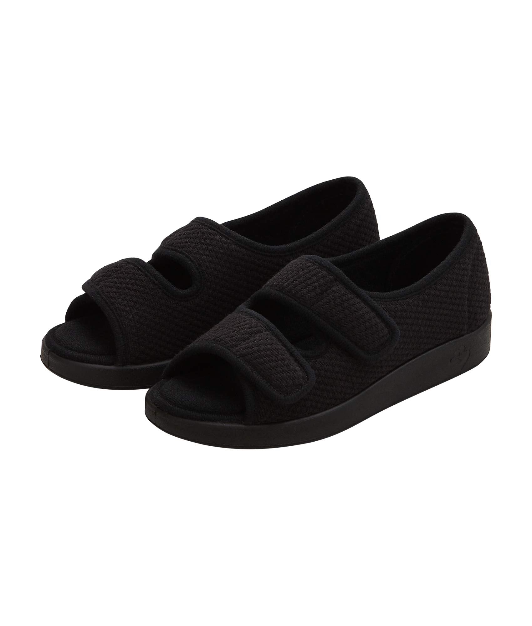 Silvert 'S Adaptive Clothing & Footwear Women? Easy Closure Open Toed Sandals For Seniors - Indoor & Outdoor - Black/Black 10