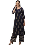 Gosriki Women'S Rayon Regular Kurta And Palazzo (Prush-Navy-Newone_Xl-Go_Dark Blue_X-Large),Dark Blue,,B08VW8ZL1L