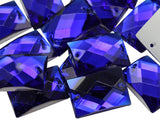 Allstarco 25x18mm Blue Sapphire CH09 Flat Back Rectangle Sew On Beads for Crafts Plastic Acrylic Rhinestones with Holes for Sewi