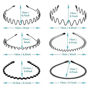 Metal Headbands for Men Fashion Headband for Women, Unisex Wavy Hair Bands Outdoor Sports Head Bands Simple Elastic Non-Slip Hair Accessories (6 Pack)