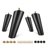 FoDau770 Rubber Wood Legs 5, Slant Taper, 5/16-18 Thread, Black, 4pcs
