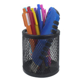 Kebica Metal Mesh Pen Pencil Holder Desk Organizer Holder for Home Office (Round) (Black)