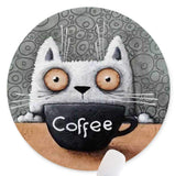 Round Mouse Pad,Anti Slip Rubber Round Cartoon Coffee Cat Mousepads Desktops Gaming Mouse Mat Customized Designed for Home and O