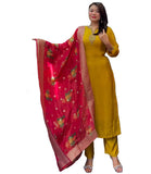 Gosriki Women'S Rayon Viscose Embroidered Straight Kurta With Pant & Dupatta (Hatbol Yellow-Gs_Xxl_Yellow_Xx-Large),Yellow,2,B0DTK6YJS4
