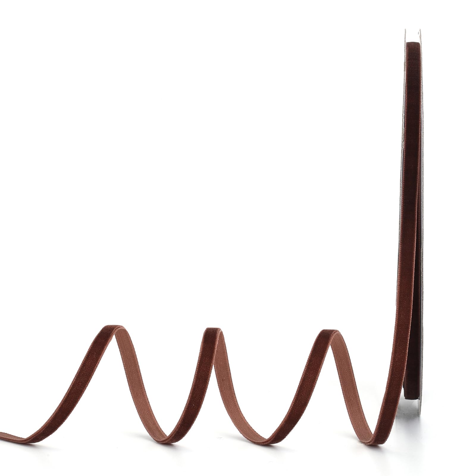 Lemon Park Coffee Velvet Ribbon,1/4 W x 20Yd Single Face,Great for Gift Wrapping,Hair Bows,Handmade Craft and Christmas,Wedding 