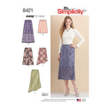 Simplicity US8421U5 Easy to Sew Womens Standard Fit and Asymmetrical Skirt Sewing Patterns, Sizes 1624