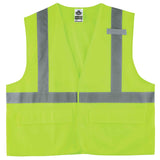 Ergodyne GloWear 8225HL ANSI High Visibility Lime Solid Reflective Safety Vest, Hook & Loop Closure, 4XL/5XL