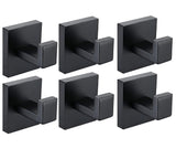 Taucent Matte Black Bath Towel Hook,6 Pack Robe Hook for Bathroom Wall Mounted Heavy Duty Hook 304 Stainless Steel Coat Hooks fo