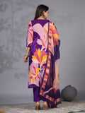Gosriki Women'S Rayon Blend Printed Straight Kurta With Pant & Dupatta (Khissu Violet-Nw-Gs_M_Violet_Medium),Violet,,B0CYX6ZY5L