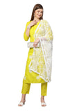 Gosriki Women'S Ruby Cotton Straight Embroidery Kurti With Pant & Dupatta Set (White-Show_M-Go),Yellow,,B09Q11Z5HW