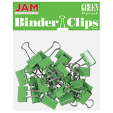 JAM PAPER Colorful Binder Clips - Small - 3/4 Inch (19 mm) - Green Binderclips - 25/Pack